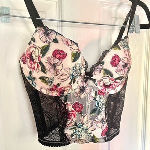 Floral Push Up Corset Bra
